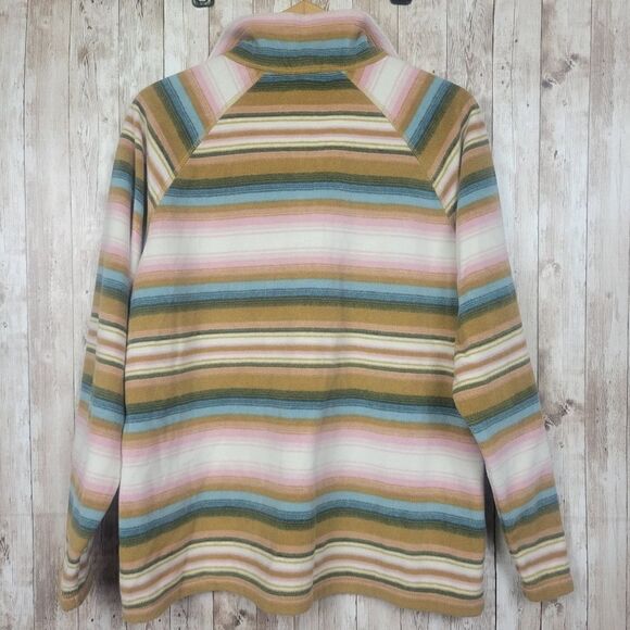 Eddie Bauer Fleece Quarter Zip Striped Pullover Sweater Pink Blue White Size XL - Picture 6 of 6